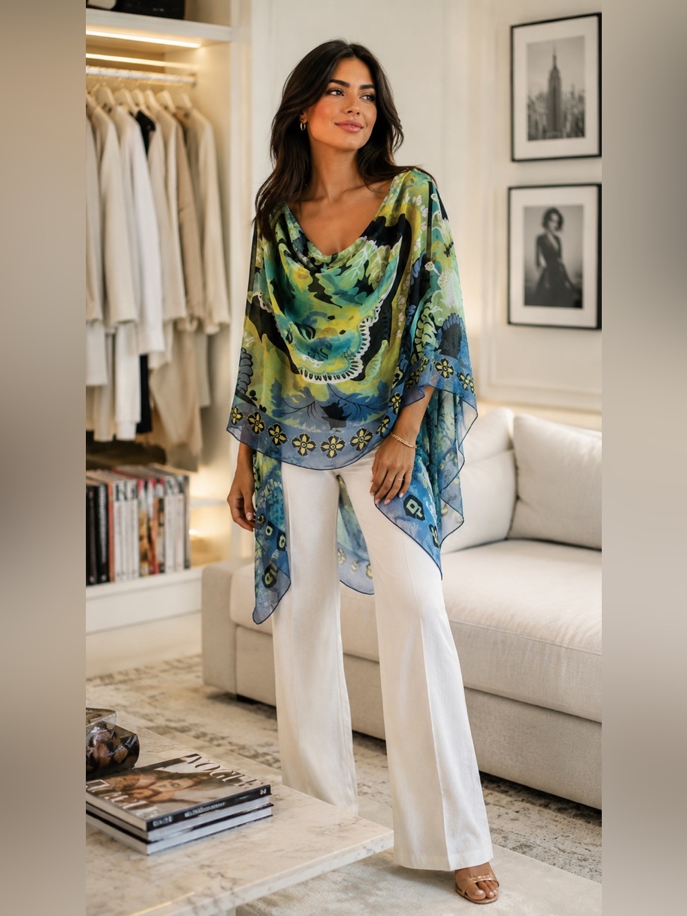 Summer Multicolor Chiffon Kaftan - One Size